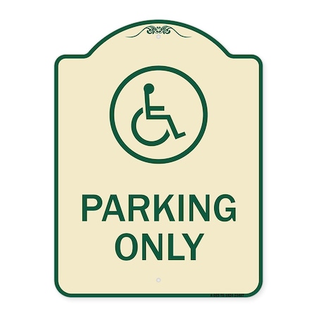 Signmission Parking With New Access Symbol Heavy-Gauge Aluminum Architectural Sign, 24" x 18", TG-1824-23407 A-DES-TG-1824-23407